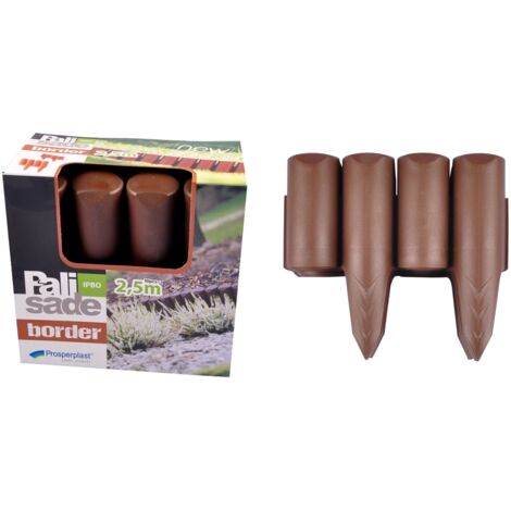 PROSPERPLAST Beetumrandung braun Palisade 2,5m Beeteinfassung Rasenkante Zierzaun Mähkante