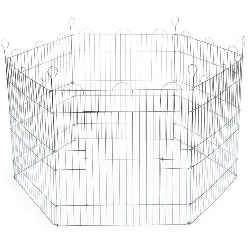 

Corral de conejos con 6 paneles zinc plateado 66,5x58 cm - Plateado - Beeztees