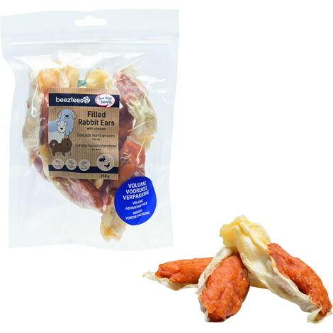 Beeztees Hundesnack Adult Kaninchenohren 250 g gefüllt mit Huhn Ohren