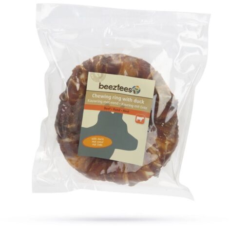 Beeztees Hundesnack Rinderhautring mit Ente D= 2 x 7,5 cm Kausnack Kauartikel