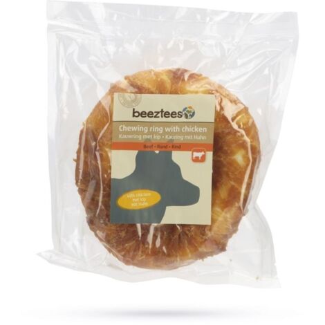 Beeztees Hundesnack Rinderhautring mit Huhn D= 7,5 cm Rinderhaut