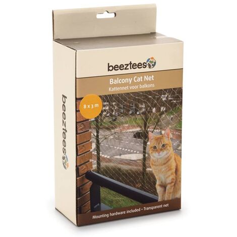 Beeztees Katzenschutznetz für Balkone Transparent 8x3 m 41084