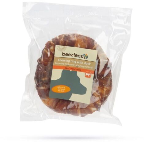 Beeztees Kauring aus Rinderhaut mit Ente Ø 12,5 cm Kausnack Kauartikel