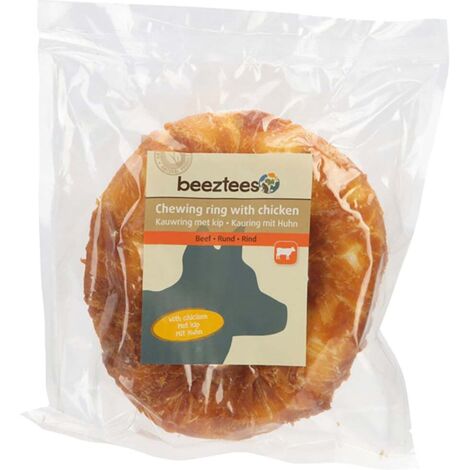 Beeztees Kauring aus Rinderhaut mit Huhn Ø 12,5 cm Kausnack Kauartikel