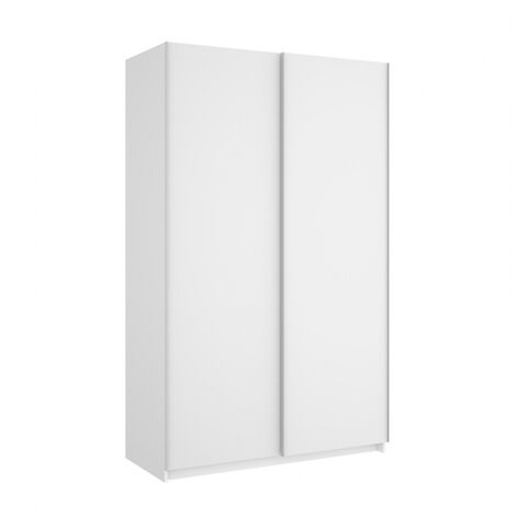Befara – Armoire portes coulissantes 120 x 65 x 204 cm – Panneau de particules mélaminé – Barres de suspension en aluminium – 2 étagères supérieures