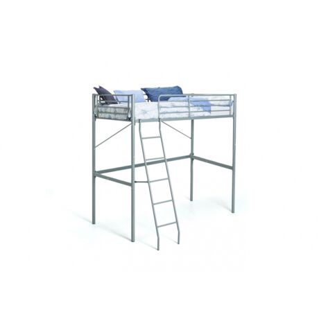 Befara – Lit mezzanine 90x190 cm – Hauteur 200 cm – Acier avec finition époxy – Espace inférieur 153,5 cm pour bureau ou rangement