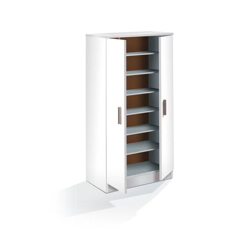 Befara – Meuble à chaussures Thiago – 6 étagères pour 20-24 paires – Mélamine haute résistance – Dimensions 55 x 36 x 108 cm – Blanc