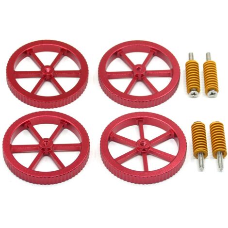 Befenybay 4 dadi di livellamento a mano in alluminio, diametro 60 mm, 4 molle per letto caldo, 4 viti M4 x 40 mm per stampante 3D Creality CR-10 Ender-3