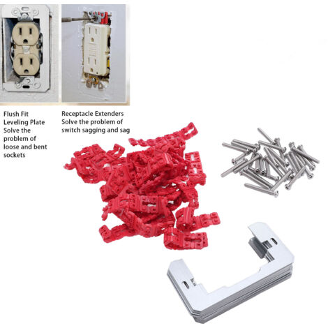 Befestigungs- und Abstandshalterset für Steckdosen: Metallabstandshalter für Abdeckplatten und Steckdosen mit Edelstahlschrauben (24 Abstandshalter, 96 Richtstücke, 30 Schrauben)