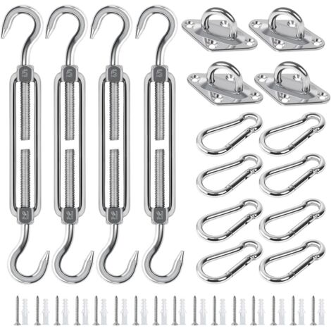 Befestigungsset für Sonnensegel, Sonnenschutz-Hardware-Set aus Edelstahl 304 – rechteckig, dreieckig und quadratisch...