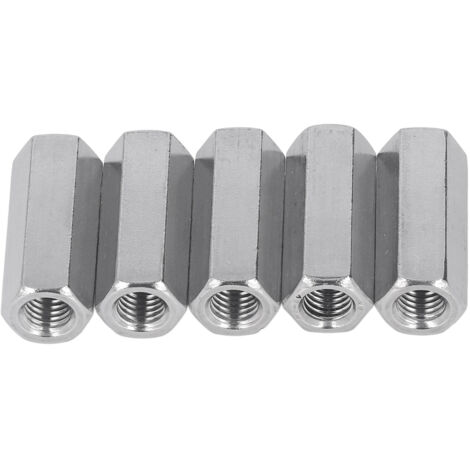 [Befestigungszubehör] M12x1,75x50mm 304 Edelstahl 5-teilige Sechskant-Verbindungsmutter für Gewindestangen