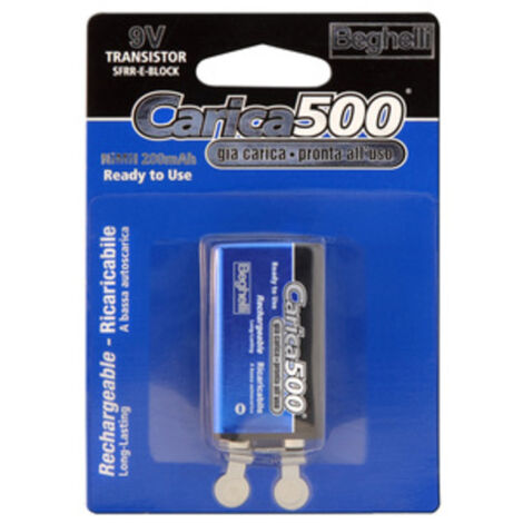 Beghelli carica 500 batterie transistor ricaricabili Nimh mAh 200 9V