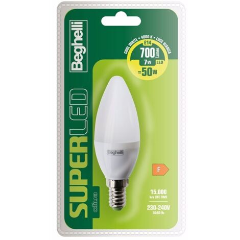 Beghelli Lampadina Led Oliva 7W e14 4000k Superled Luce Naturale