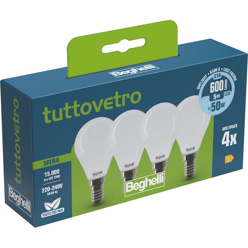 Beghelli led 58058 sfera e14 w5 fr6500k set 4