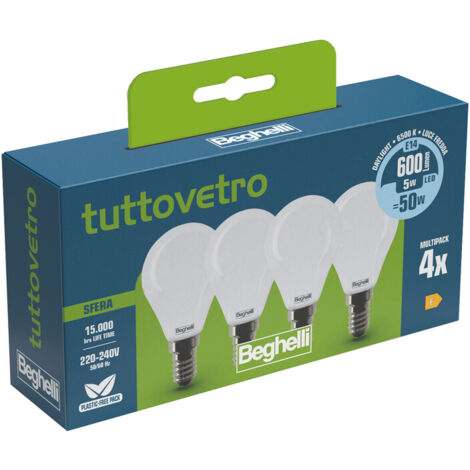 BEGHELLI LED SFERA E14  5W 58058 FREDDA 6500K SET 4- 10,0 confezione