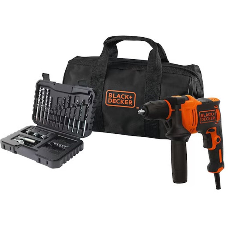 Black&decker - Perceuse percussion Black and Decker BEH710SA32-QS 710 w avec 32 accessoires de sac souple