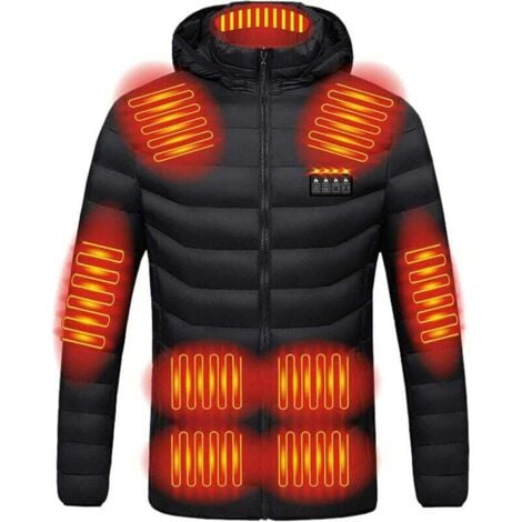 MSBD Beheizbare Fleecejacke für Damen und Herren mit hoher Wärmeleistung, elektrisch beheizbare Kleidung, wasserdichter Heizmantel, Winter-Basics – Schwarz, Größe 4,5XL