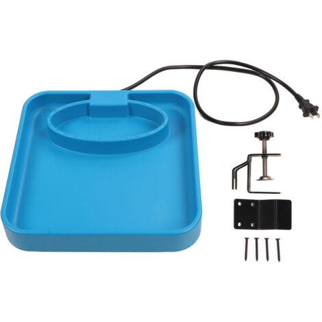Beheiztes Vogelbad (75 W) mit Abtaufunktion und Terrassenbefestigung, 2-in-1-Schale für Wasser und Futter, wartungsarm, 120-V-US-Stecker.