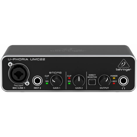 behringer Behringer Interface audio USB 2x2 audiophile UMC22 avec préampli micro Midas (27000399)