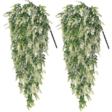 (beige) 2 Pices Fleurs Artificielles En Plastique Rotin  Suspendre - Fausses Feuilles De Lierre Dcoratives Pour L'intrieur Et L'extrieur, Fausses