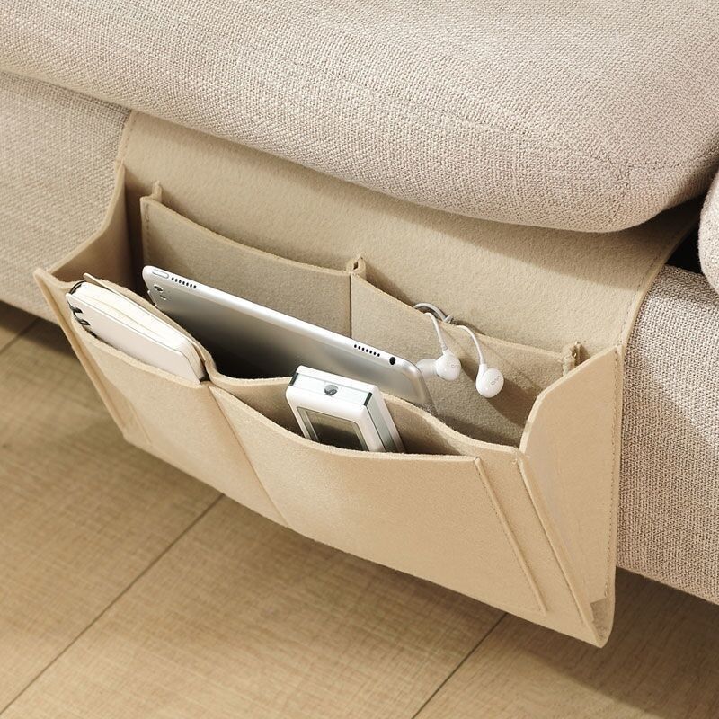 Beige - 322010cm, pochette de lit, feutre, prêt à suspendre, 5 compartiments, rangement pour canapé