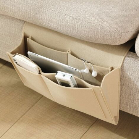 Beige - 32x20x10cm, bed pocket, felt, ready to hang, 5 compartments, sofa storage
