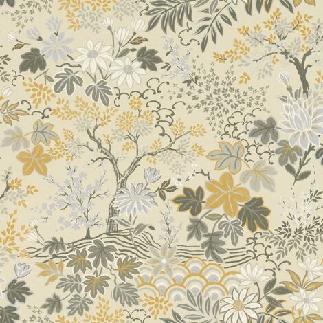 main image of "Beige And Orche Floral Wallpaper Botanical Smooth Finish Feature Wall"