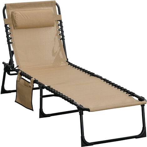 Outsunny Lounger Folding Reclining Camping Bed 5-position