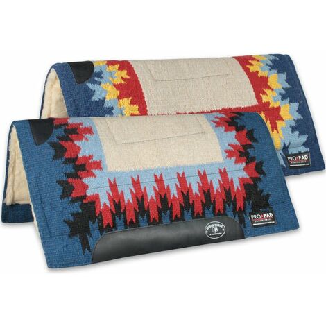 Beige et bleu - Selle western en tissu navajo Fuego PRO-PAD à motif de flanelle