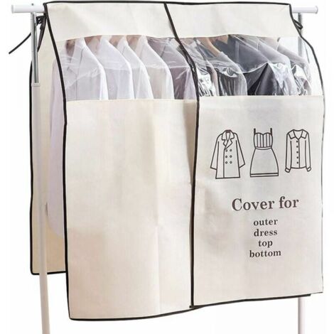 (Beige) Funda protectora de 90 × 110 cm Fundas para ropa Funda protectora antipolvo Fundas universales para prendas