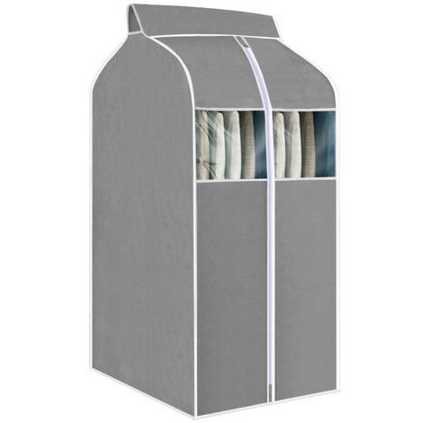 Beige Garment Bag, Clothes Organizer Storage Bag with Clear PVC Windows, Dustproof Garment Bag Cover, 6048100cm