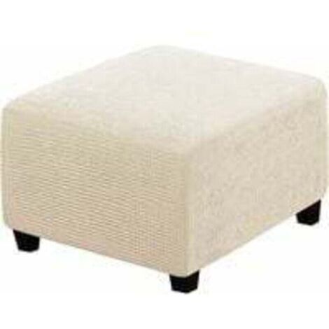 (beige) Housses extensibles, Housses de protection carrées en tissu élasthanne pour tabouret de rangement, repose-pieds, avec élastique en bas, pour meubles