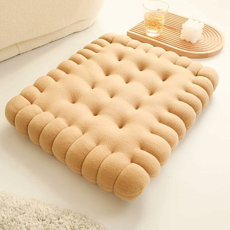 Linghhang - Beige) Joli coussin rectangulaire en faux biscuit pour les sièges, les sols, les bars et les salles de jeux