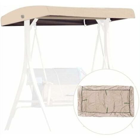 Beige Replacement Canvas for Swing, 3 Seater Replacement Cover, Garden Swing Roof, Waterproof Canopy Cover for Swinging Gardens and Terraces