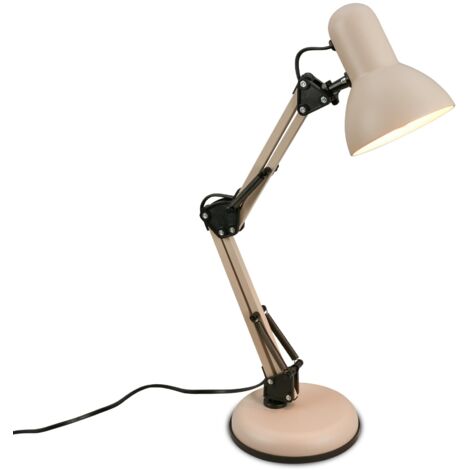 Beige Retro Desk Lamp Adjustable Head Arm E14 Cable Switch