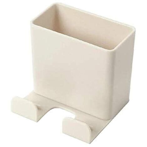 (Beige) Soporte para teléfono móvil de pared, caja organizadora de pared ABS con gancho para soporte de carga de teléfono móvil, caja de almacenamiento de control remoto
