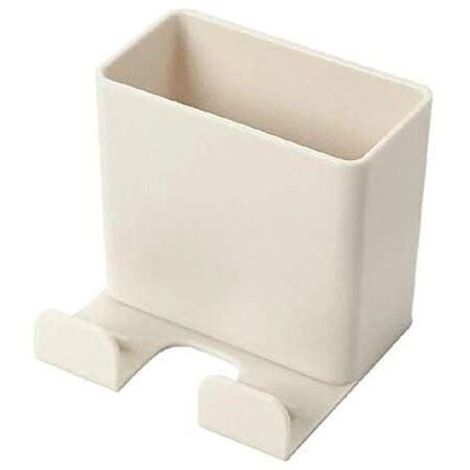 (Beige) Soporte para teléfono móvil de pared, caja organizadora de pared ABS con gancho para soporte de carga de teléfono móvil, caja de almacenamiento de control remoto