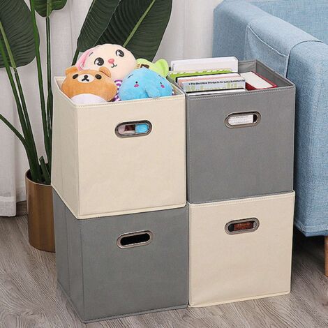 Beige Würfel-Organizer, 11-Zoll-Einkaufswagentasche aus Kunststoff, weiches Kunststoffgewebe, groß