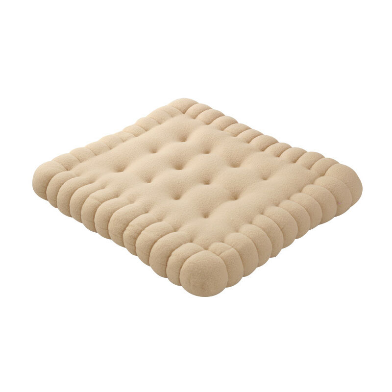 Beige)1 pcs Adorable coussin imitation biscuit rectangle coussin pour siège, sol, bar, salle de jeux lvory