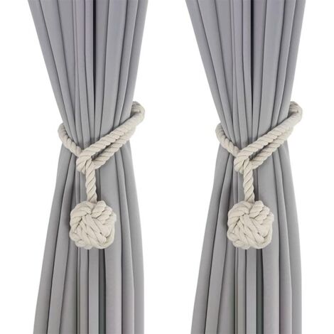 Beigefarbene Raffhalter, 2 Stück, handgestrickte Raffhalter, Raffhalter aus Gardinenseil