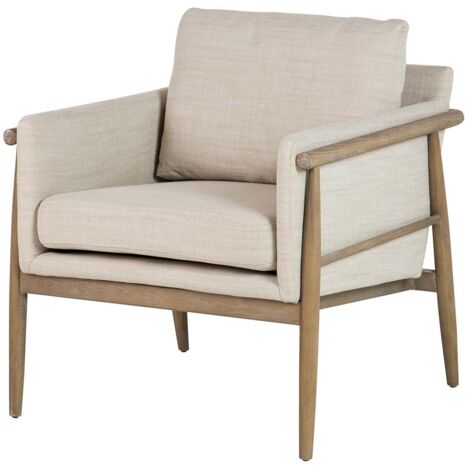 Beigefarbener Sessel aus Eschenholz, 77 x 74 x 72 cm