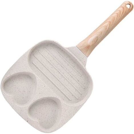 (Beige)Poêle à frire - Aluminium - Poêle à crêpes - Revêtement antiadhésif - Poignée en bois - Tous feux