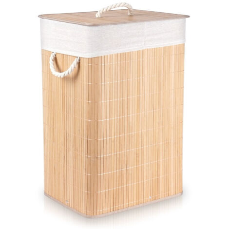 Beiger Wäschekorb aus Bambus, 70 l