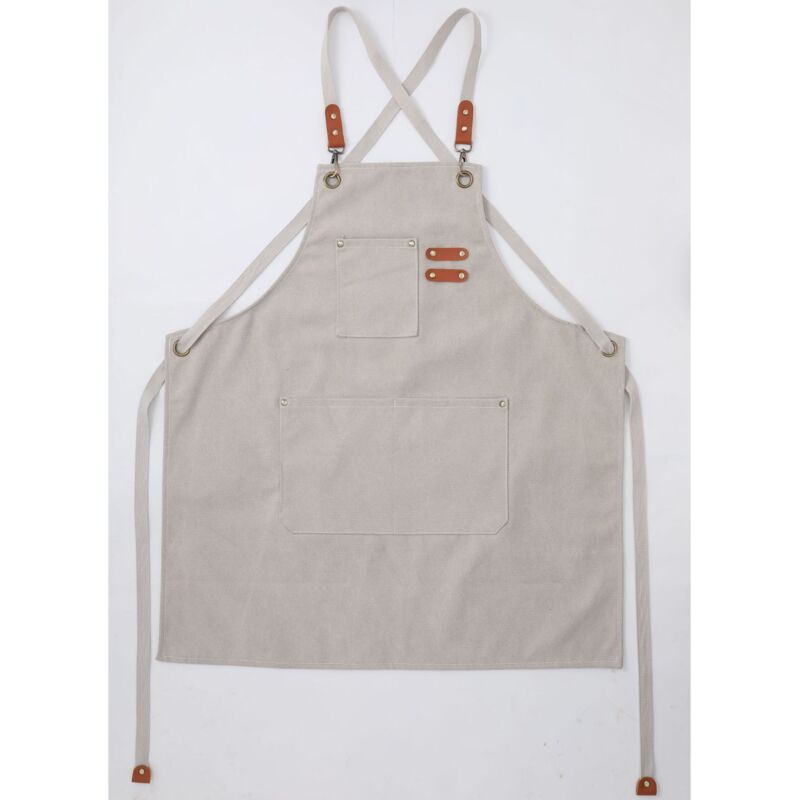 Linghhang - Beige)Tablier Cuisine Homme Tabliers en Toile avec 3 Poches Imperméable et Réglable Apron pour Barbecue, Restaurant,Jardin,