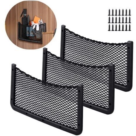 Beijiyi –Filet de rangement extensible pour voiture –Lot de 3 –40 x 20 cm –Nylon et PP –Installation facile avec vis incluses –Pour véhicules et maison