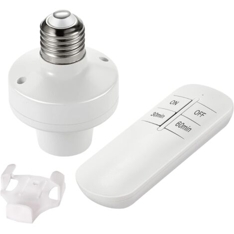 Beijiyi – Lampe à télécommande sans fil E27 – Interrupteur RF avec minuterie 30/60min – Portée jusqu'à 100 pieds – Compatible ampoules LED et incandescentes