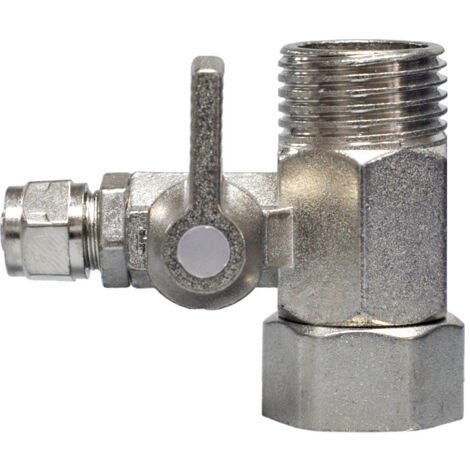 Beijiyi – Robinet d'arrêt adaptateur en T 3/8 x 3/8 x 1/4 – Laiton chromé – Raccord à compression 1/4' pour tuyau plastique – Installation facile