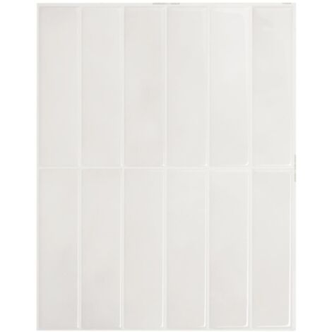 Beijiyi – Sticker mural adhésif pour cuisine et salle de bain – Lot de 5 feuilles 29 x 22.86 cm – Carreaux blanc-gris autocollants – Résistant à l'humidité et à la chaleur