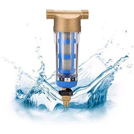 Beijiyi – Wiederverwendbarer Wasserfilter zur Sedimententfernung – 40-Mikron-Vorfilter aus Messing und Edelstahl – Transparentes Gehäuse – Für Wasserversorgungssysteme