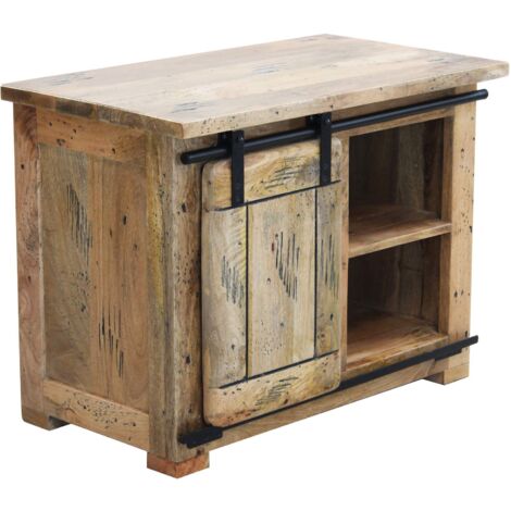 BEILY - porta tv legno di mango 1 anta scorrevole
